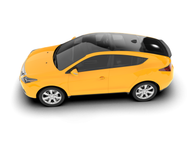 beyaz zemin üzerine sarı spor araba