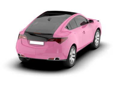 Beyaz arka görüşlü pembe modern araba - 3 boyutlu illüstrasyon