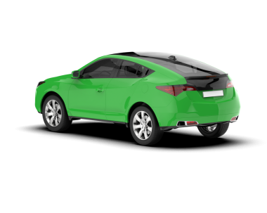 uzun gölgeli modern yeşil araba - 3 boyutlu illüstrasyon