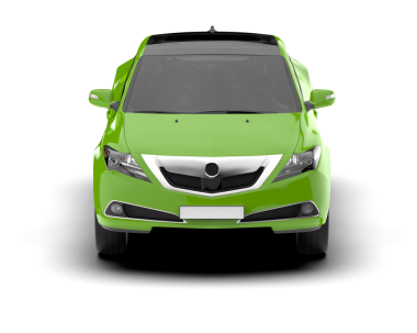 Yeşil arka manzaralı modern kompakt araba..