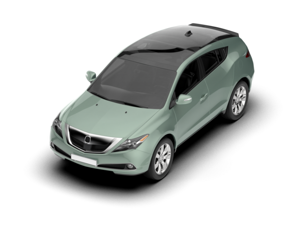 Beyaz arka planda yeşil bir gradyanı olan araba. 3d oluşturma