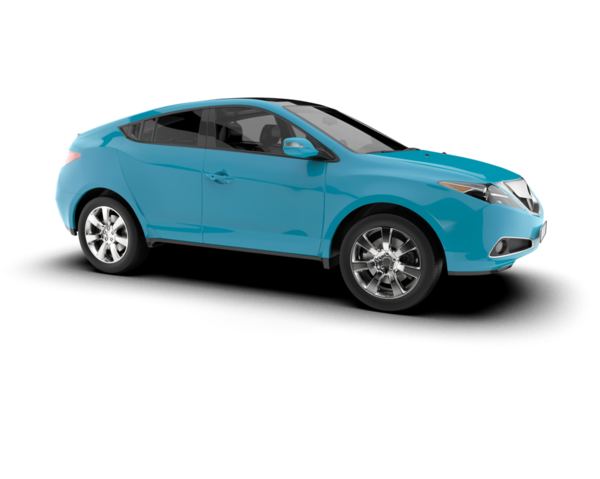 uzun gölgeli modern mavi araba - yan görünüm, 3 boyutlu illüstrasyon