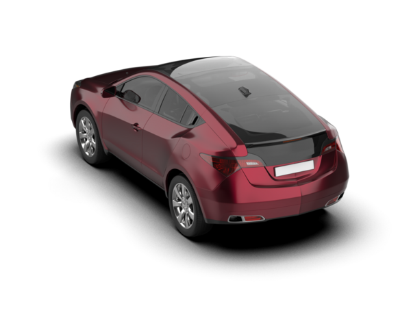 Çevrede beyaz zemin üzerinde izole edilmiş kırmızı jenerik konsept bir arabanın 3 boyutlu çizimi