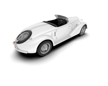 Beyaz arka planda izole edilmiş klasik araba.