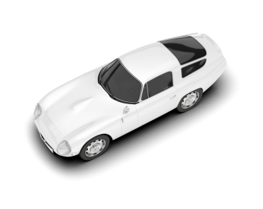 Beyaz arka planda beyaz arabanın 3 boyutlu resmi