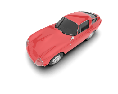 Beyaz zemin üzerinde kırmızı araba 3 d illüstrasyon