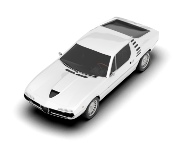 Beyaz arka planda uzun gölgeli beyaz klasik spor araba