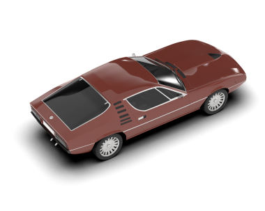 Beyaz arkaplanda 3 boyutlu model araba izole edildi