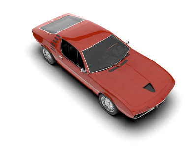 Beyaz stüdyo arka planında izole edilmiş 3 boyutlu bir araba.