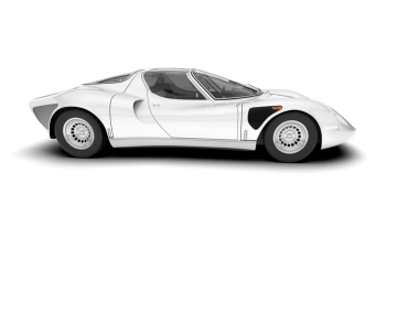 Beyaz arka planda izole edilmiş klasik yarış arabası.