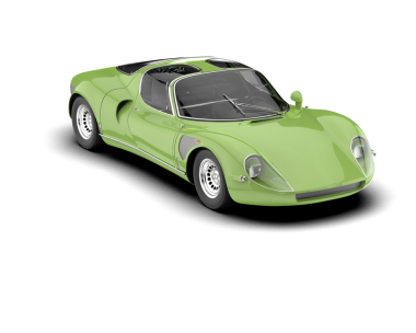 Yeşil bir arabanın 3 boyutlu görüntüsü