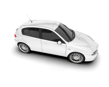 Siyah arka planı olan beyaz, modern bir araba. 3d illüstrasyon