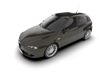 Beyaz arkaplandaki bir arabanın 3 boyutlu görüntüsü