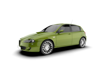 Beyaz arka planda yeşil bir araba. Vektör çizimi. 10 saniye..