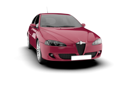 kırmızı araba beyaz arkaplanda izole edildi