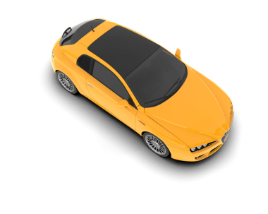 Beyaz arka planda modern bir araba. 3d illüstrasyon.