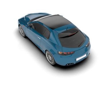 Mavi modern araba beyaz arka planda izole edilmiş. 3d oluşturma.