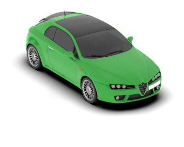 Beyaz arka plan üzerinde izole yeşil modern araba