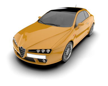 Beyaz arka planda izole edilmiş gerçekçi bir araba. 3d illüstrasyon.