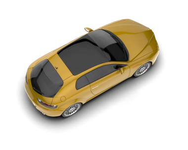 Sarı araba beyaz arka planda izole edilmiş. 3d illüstrasyon