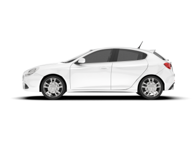 Beyaz arka planda izole edilmiş beyaz modern araba