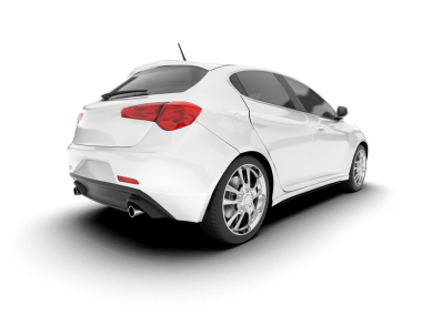 Araba beyaz arka planda izole edilmiş. 3 boyutlu resimleme.