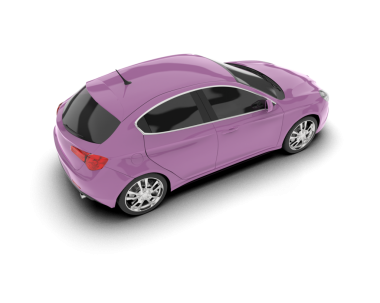 Beyaz arka plan üzerinde pembe araba