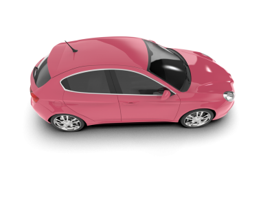 Beyaz arka planı olan pembe araba.