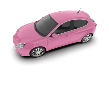 Beyaz arka manzaralı pembe modern otomobil. 3d oluşturma