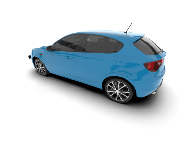 Beyaz arkaplanda mavi araba