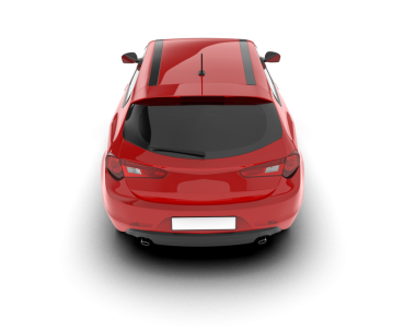 Kırmızı araba beyaz arka planda izole edilmiş. 3d illüstrasyon.