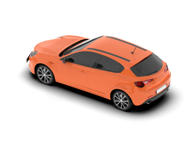 Beyaz arka planda bir araba. 3d oluşturma.