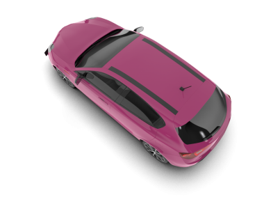 Pembe, uzun gölgeli modern araba.