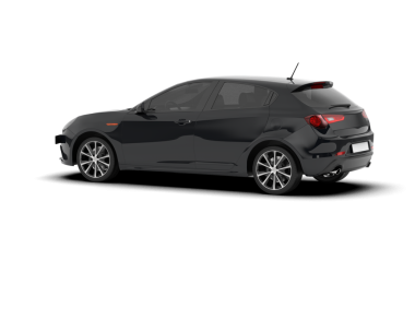 Siyah yüzeyi olan modern bir araba beyaz arka planda izole edilmiş.