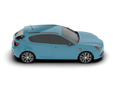 Mavi spor araba manzaralı. 3d oluşturma