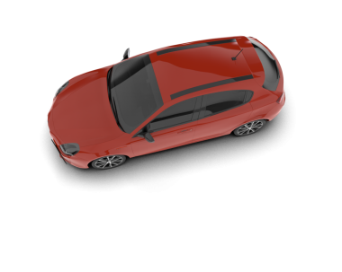 Kırmızı araba beyazda izole edilmiş. 3 Boyutlu Hazırlama