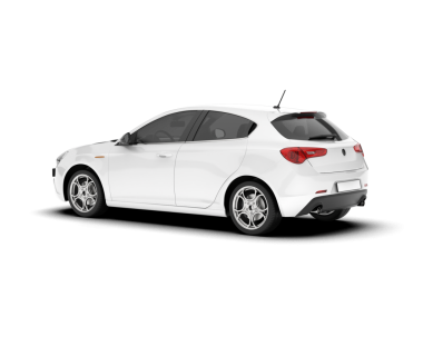 Beyaz arka planda beyaz, modern bir sedan. 3d oluşturma