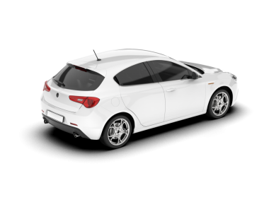 Beyaz arka planda izole edilmiş beyaz modern araba. Ön manzara. 3d illüstrasyon.