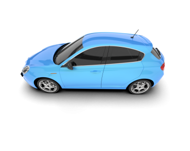 mavi arabanın gerçekçi 3 boyutlu çizimi