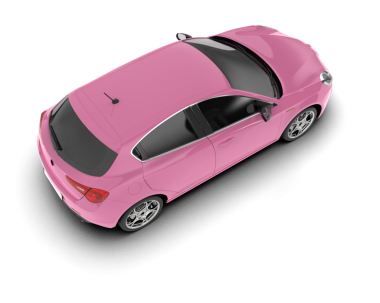 Pembe araba beyaz arka planda izole edildi. 3 boyutlu görüntüleme