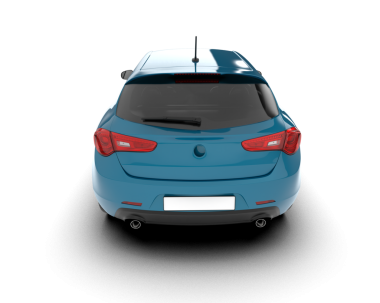 mavi modern araba beyaz arka planda izole edildi