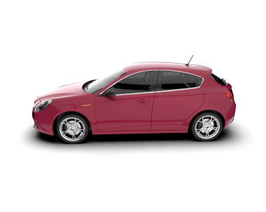 Beyaz arka planda pembe bir araba. 3d illüstrasyon