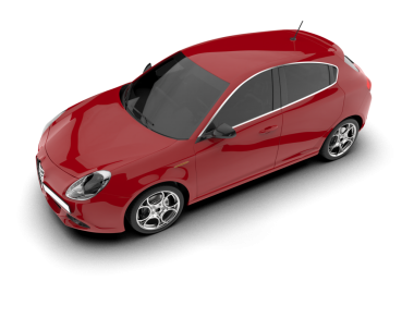 Kırmızı araba beyaz arka planda izole edildi.