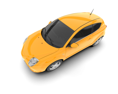 Sarı araba beyaz arkaplanda izole edildi