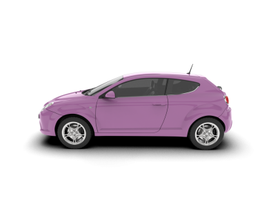 Beyaz arka planda izole edilmiş pembe spor araba.