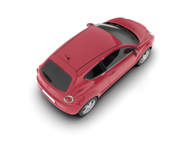 Beyaz arkaplanda izole edilmiş kırmızı araba 3 boyutlu resimleme