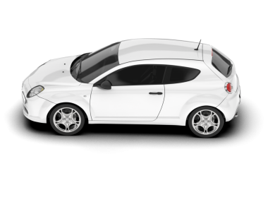 Beyaz arka planda yansımalı beyaz modern araba.