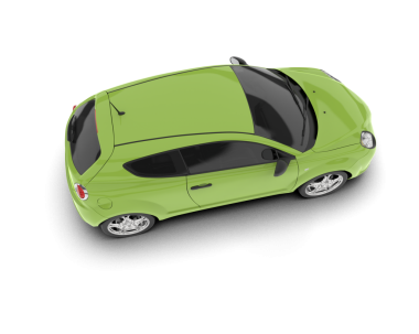 Modern yeşil araba beyaz bir araçta izole edilmiş. 3d oluşturma