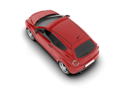 Beyaz arkaplandaki arabanın 3 boyutlu görüntüsü