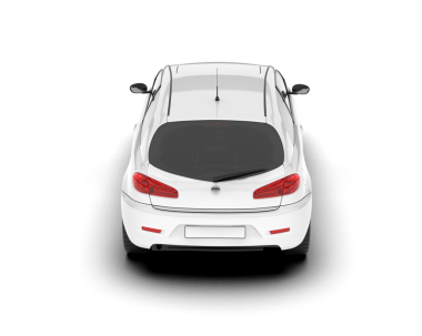 Gri arka planda beyaz araba izole edildi